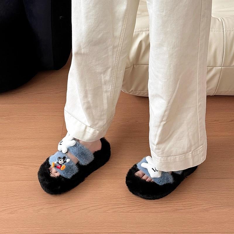 Mode Cartoon Niedliche Kätzchen Dicksohlige Flauschige Hausschuhe Weniger Herbst und Winter Dicksohlige Vielseitige Schleife Baumwolle Ein-Wort Mop