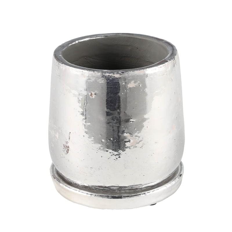 

Dulton Round Pot Silver M Garden Pot G20-0196M/SV