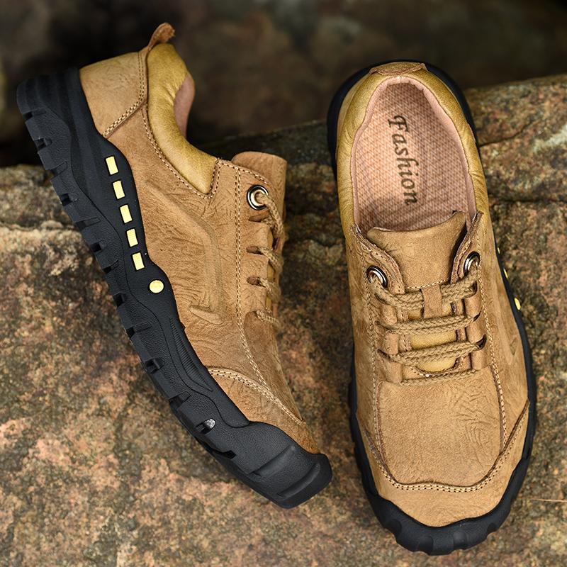 British Style Men's Outdoor Hiking Shoes Wear-resistant Soles Men's Sports Shoes Anti Slip Khaki Color Oxford Shoes Versatile