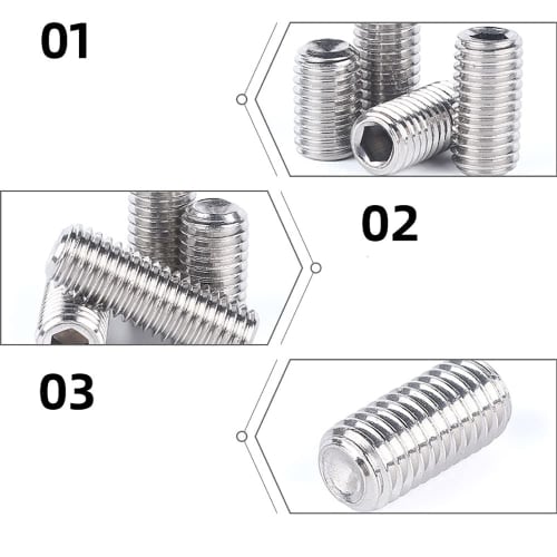 Pack of 20 M6 Hex Socket Set Screws, 304 Stainless Steel Enameled Set Screws (M6*10mm)