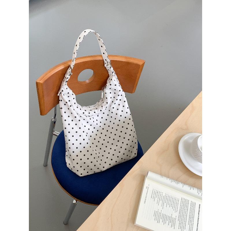 New Casual Polka Dot Bag Women's Cotton Cloth Trend Original Large-capacity Tote Bag Lazy Commuter Shoulder Bag Women