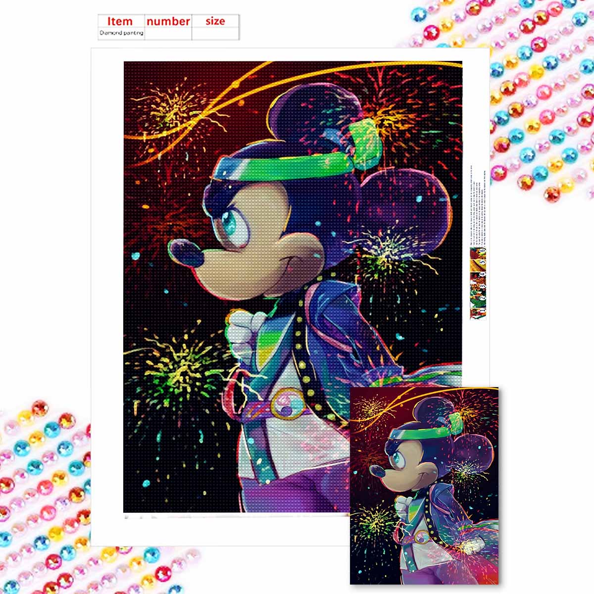 

5D Diy Diamond Painting Mickey with A Firm Will Full Drill Rhinestones Mosaic Embroidery Handmade Products Home Decor Gift Round 20x30cm