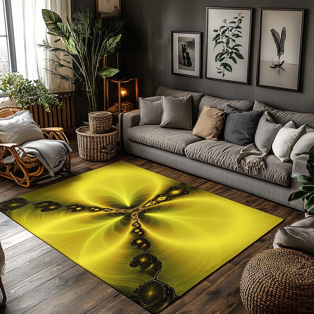 Tuniu Psychedelic Fractal Geometric Green Abstract Rug Mat Doormat Kitchen Floor Decor 50x80cm