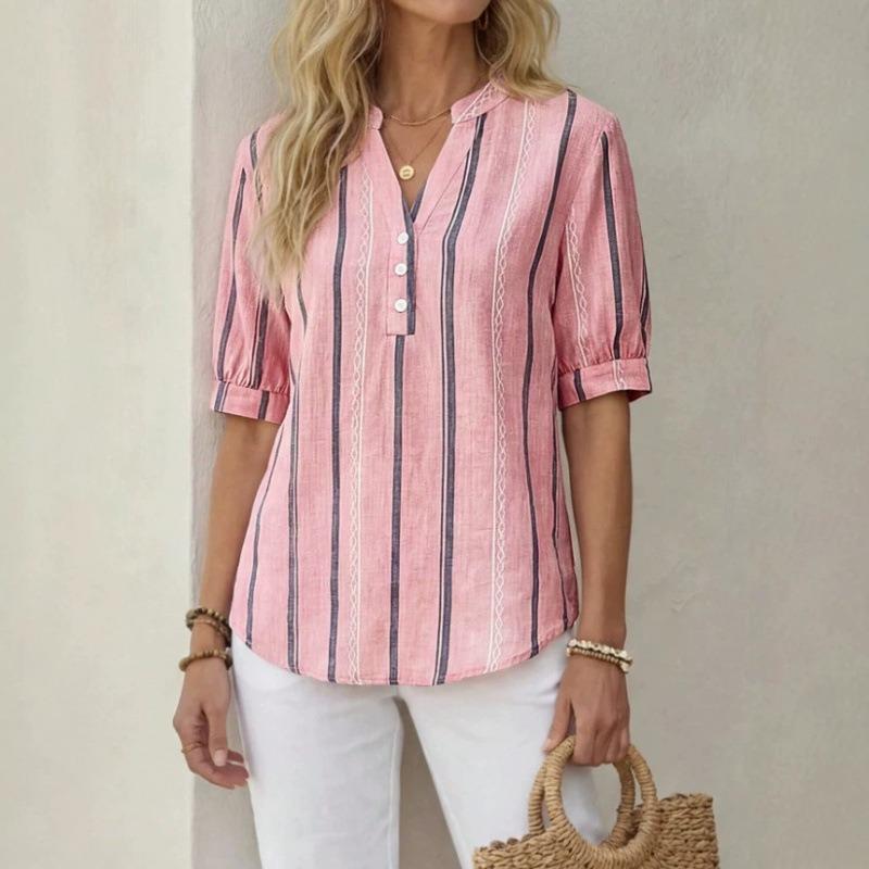 BITCED Women's Fashion Casual Short Sleeve V-Neck  Blouses & Shirts