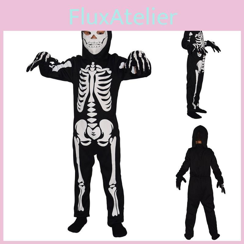 Childrens Skull Print Jumpsuit Horror Theme Skeleton Cos Halloween Set Clothes