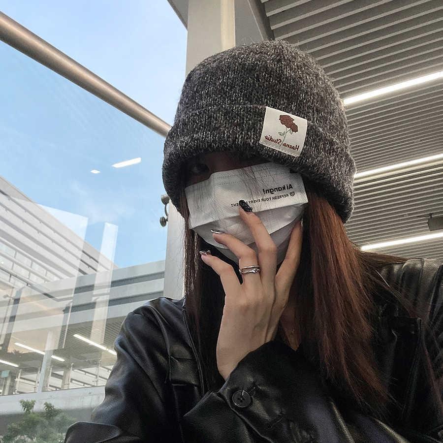 Autumn and Winter Hats for Women Solid Color Knitted Wool Hats Fashionable and Versatile Bag Head Hat Showing Face Small Warm Cold Hat