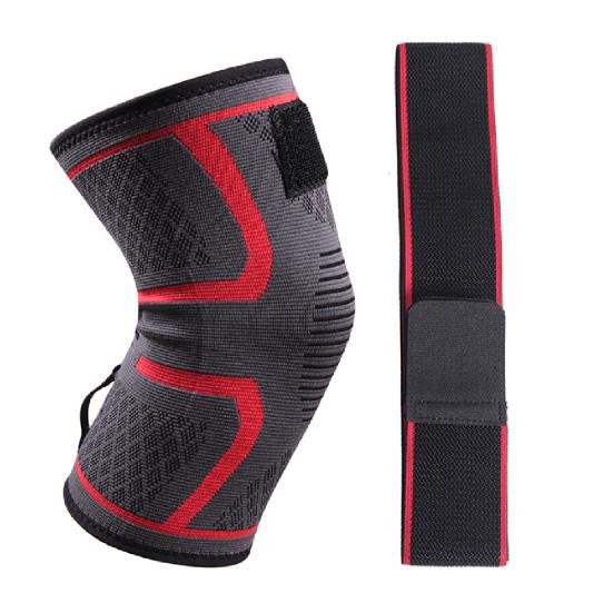 

1Pc Knee Compression Sleeve Comfortable Adjustable Soft Fine Stitching Men Sports Knee Protector for Cycling 2XL червоний