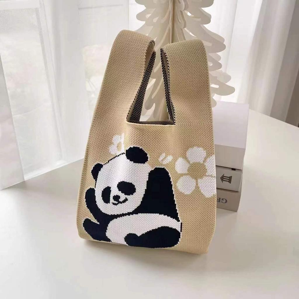 Gestrickte Handtasche im chinesischen Stil mit Riesenpanda – süße, gewebte Souvenir-Geschenktasche
