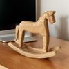 Horse Statue Wooden Rocking Horse Decor Hand-carved Desktop Art Crafts for Kids Cowboy-Themed Room Bookshelf Wedding Centerpiece