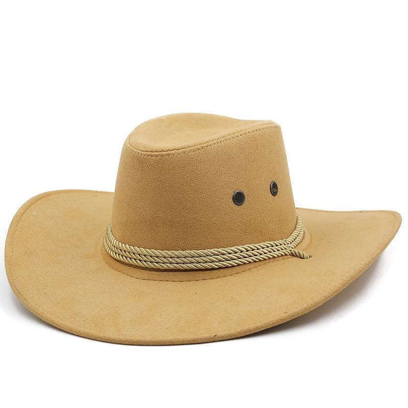 Western Cowboy Hat Big Eaves Suede Outdoor Vintage Top Hat British Jazz Hot Sale