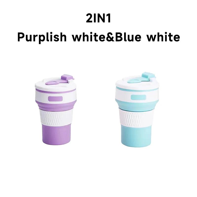 350ML Silicone Folding Cup Collapsible Mug With Cover Coffee Travel Outdoors Portable Water Drinking Tea Cups