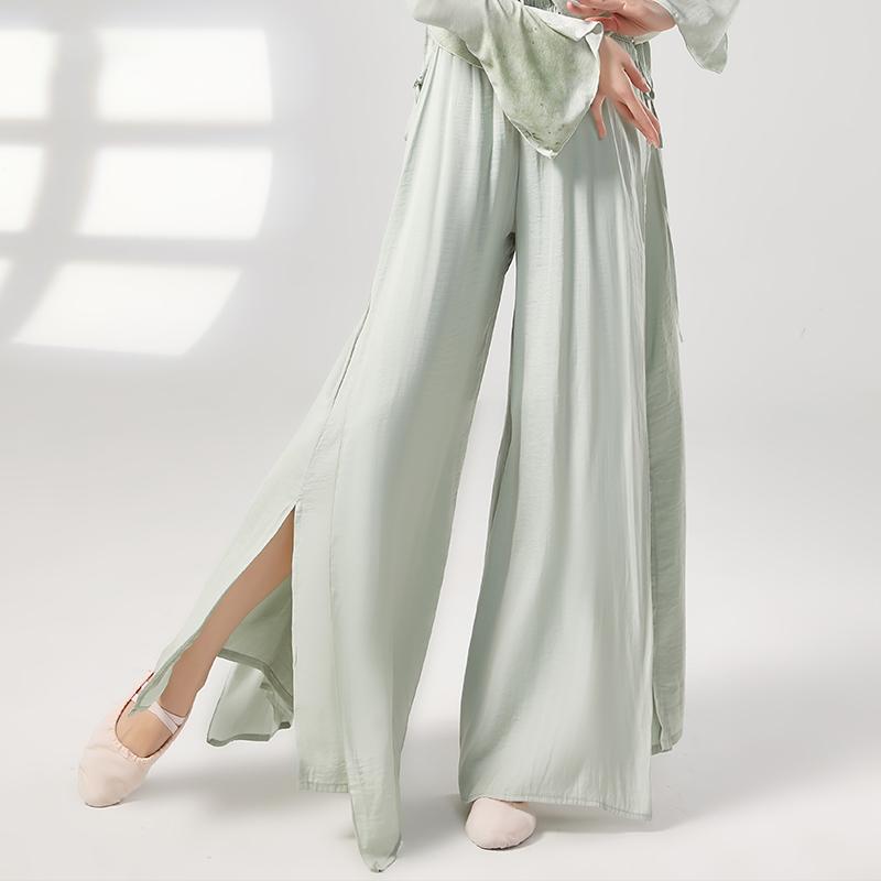 Women's Classical Chinese Dance Flowy Pants - Performance Practice Trousers for Modern Dance | Elegant Wide-Leg Dancewear