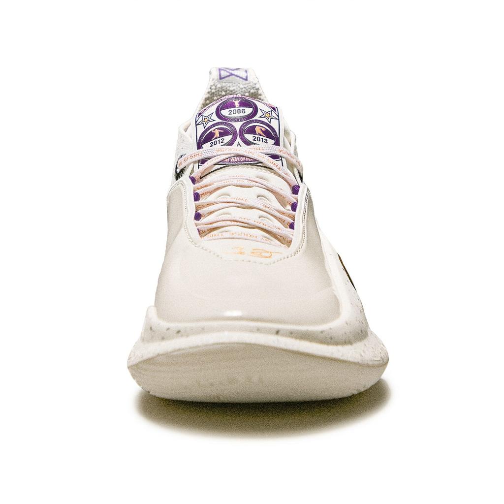 Li Ning Wow11 Dämpfung Rückprall Mittelhohe Basketballschuhe Herren Weiß Gold ABAU049-12
