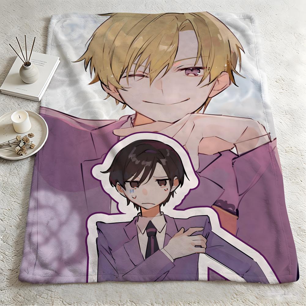 anime O-Ouran High School Host Club-b Throw Warm Soft Flannel Blanket, Multi-use for Sofa Bed Camping Travel Nap