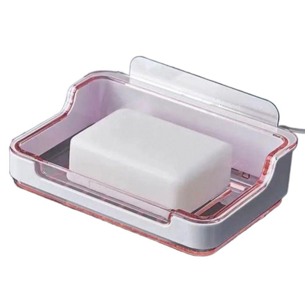 With Lid Soap Holder Organizer Double Layers Punch-Free Soap Storage Tray Detachable Wall Mounted Soap Dish