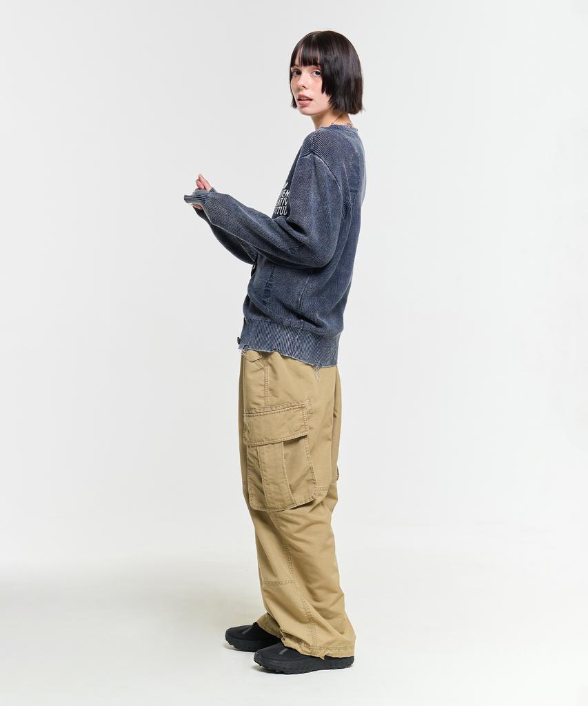 Aeca Washed Destroyed Cardigan-Navy