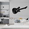 Modern Metal Guitar Wall Art Sculpture, Rock Star Musician Decor, Home Music Studio Decoration, Unique Gift for Music Lover, Black