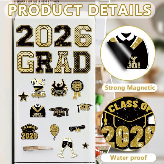 2026 Graduation Magnetic Car Decals Waterproof Graduation Car Magnets Fade-Resistant Reusable Party Decor for Vehicles