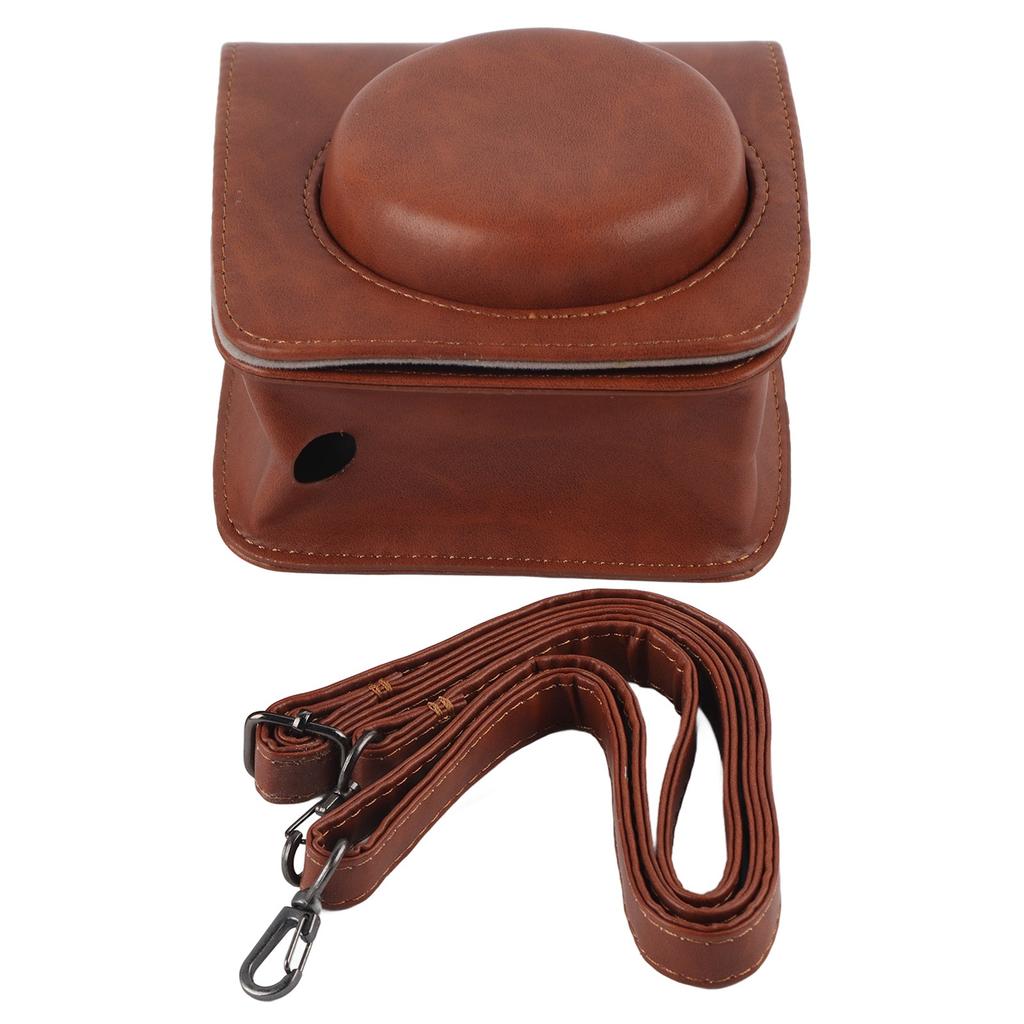 PU Leather Protective Cover Case Bag for Fujifilm Instax Mini 90 with Shoulder Strap (Brown)