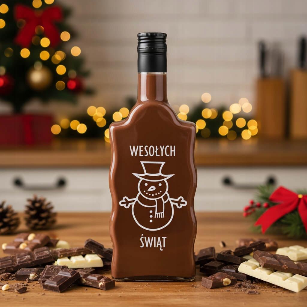 SET of 5x Christmas Glass Bottles FALA 500 Ml with Print FOR LIQUEURS