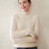 Women's Thickened Double-Strand Cashmere Sweater: Soft, Skin-Friendly, Ribbed, Slim-Fit, Solid Color, Half-High Collar, Flattering Knit Design.