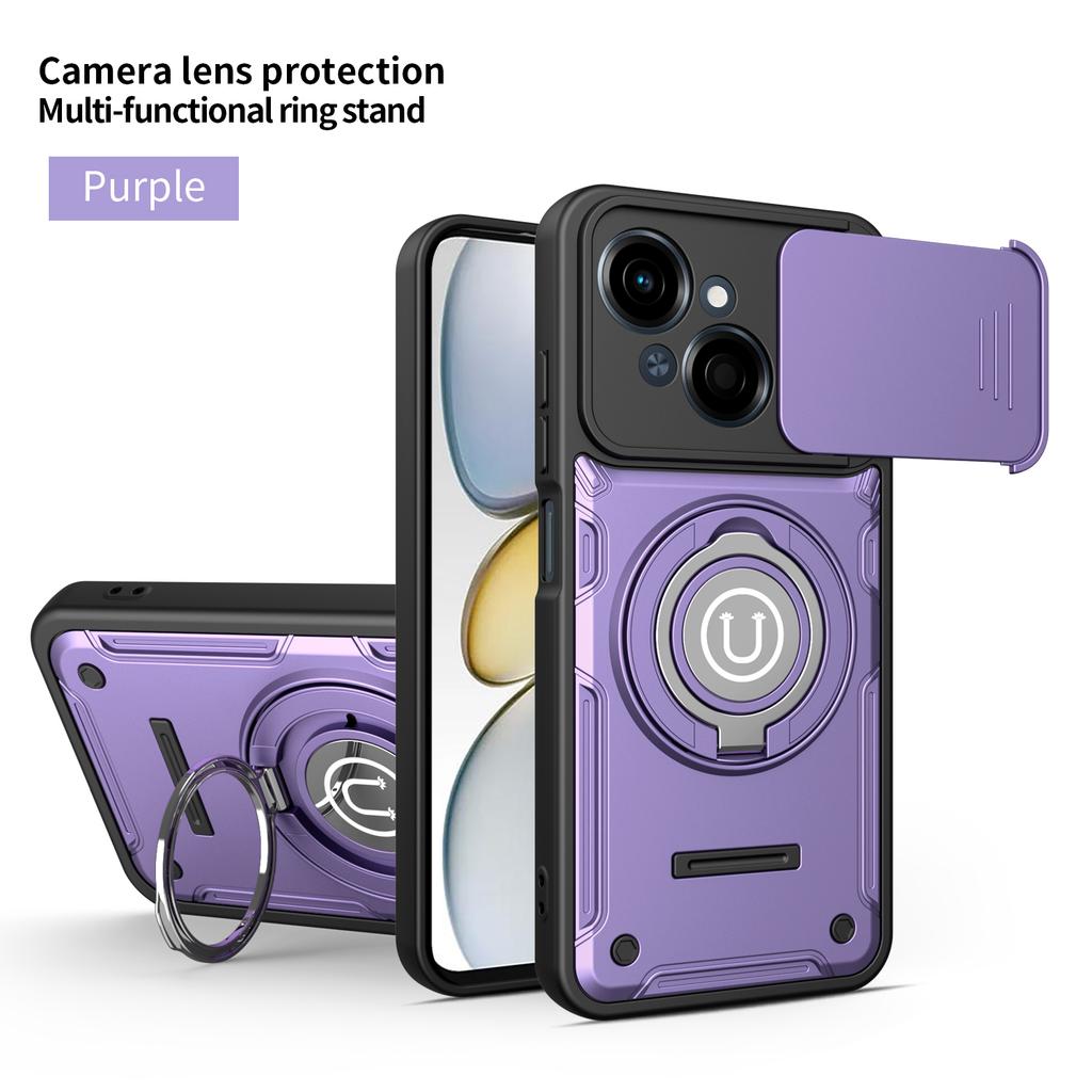 For Tecno Spark Go 1 Case Cover Magnetic Armor Shockproof Ring Holder Case Wireless Charge Cover