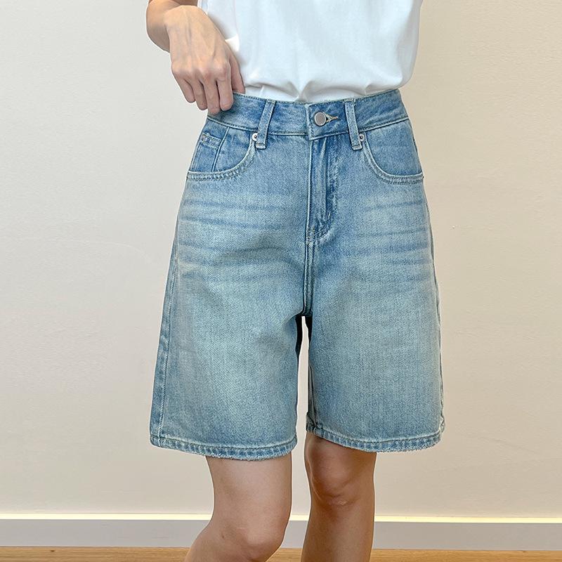 Tencel Lyocell Women s Retro Denim Mid-Length Breathable Shorts - Summer 2025 Casual Slimming Fit 27 синий