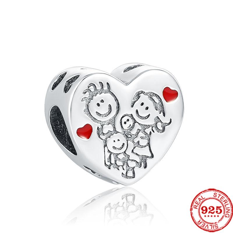 

Стерлингового серебра 925 пробы, бусины для семьи, свадьбы, пары, дома, изысканные бусины, подходящие для браслета, DIY изготовления подарка