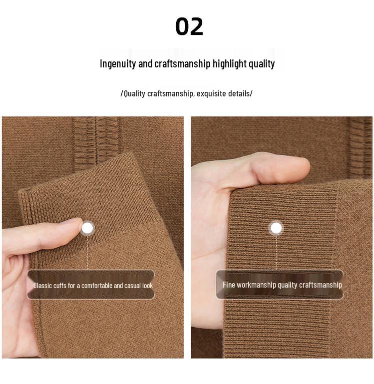 510g Semi-Worsted Thick 100% Wool Half-Zip Stand Collar Men's Sweater for Autumn 2025