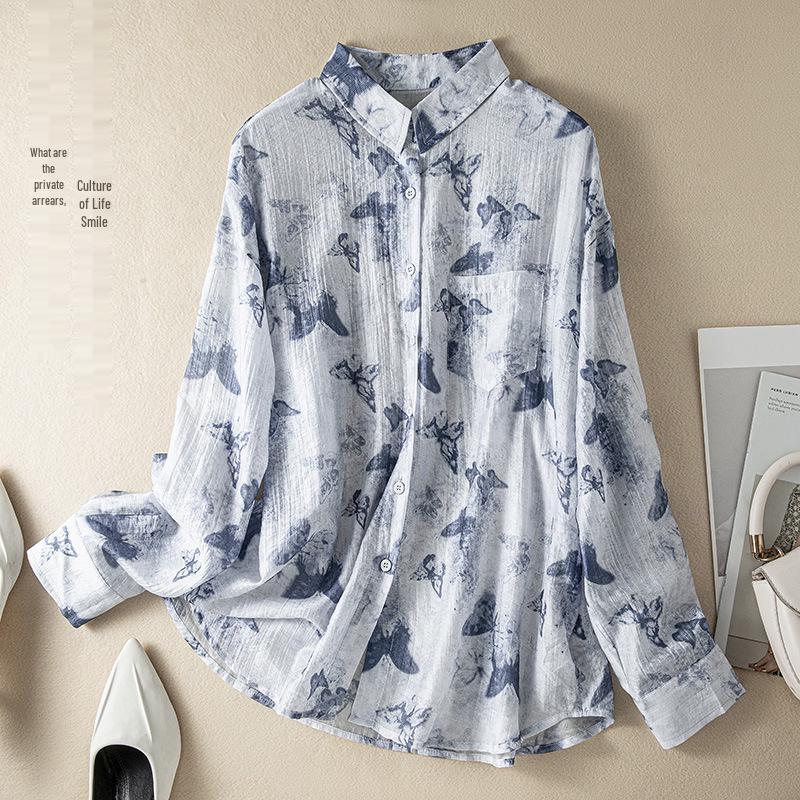 Chic Printed Long-Sleeved Women s Spring Sun Protection Shirt XXL