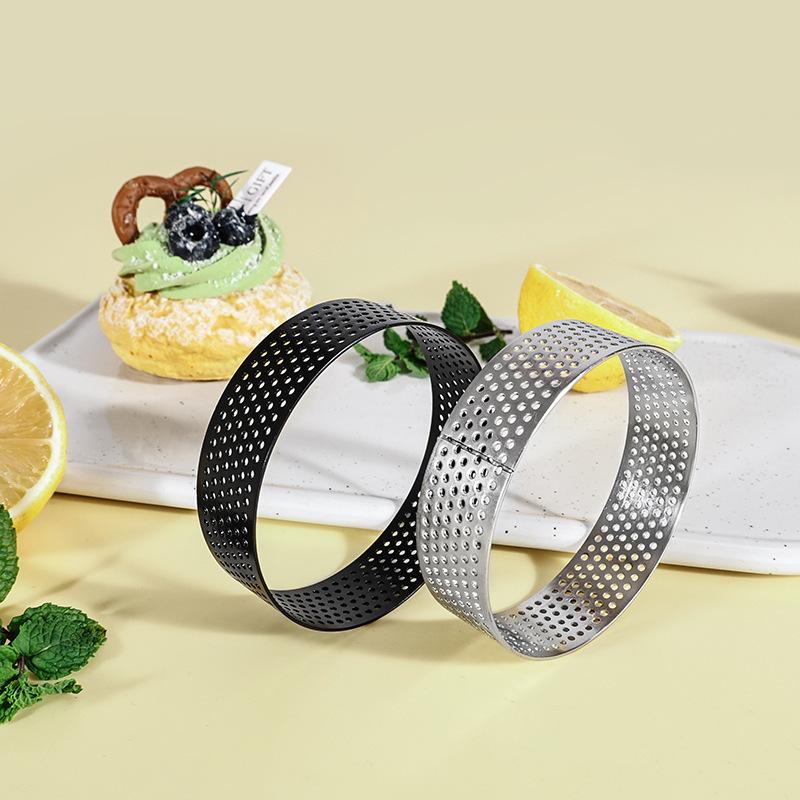 5/6/7/8/9/10 Cm Perforated Tart Rings With Hole Stainless Steel Tart Bottom Tower Fruit Pie Quiches Cake Ring Mousse Baking Mold