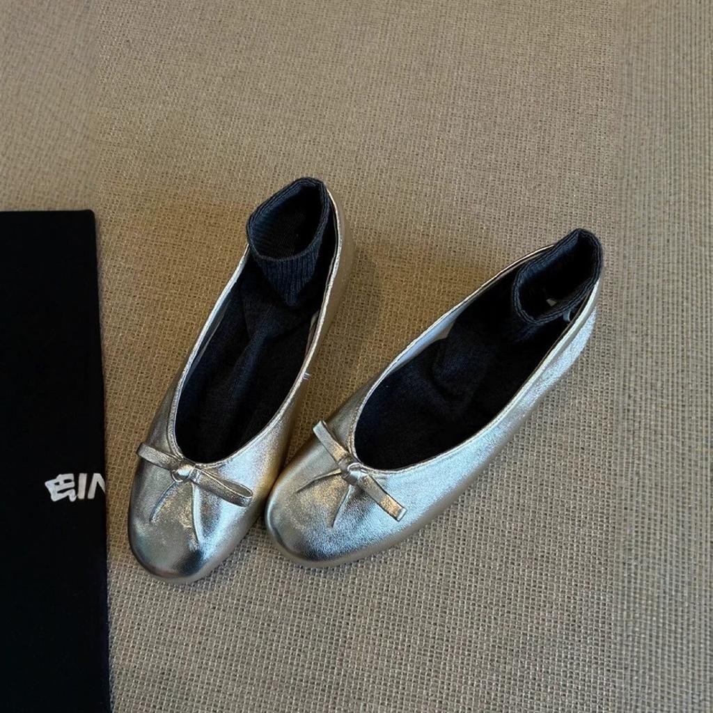 Sheepskin version~ Round head cross strap 2025 spring new shallow mouth single shoes women's Mary Jane shoes flat French retro