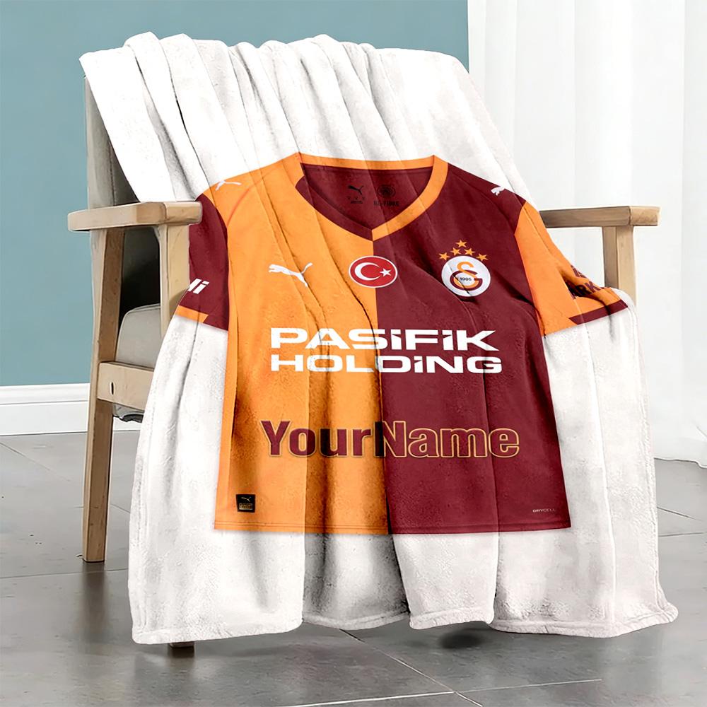 Galatasaray 306 Personalized Text Blanket Throw Customizable Blanket Warmthful Decor Perfect for Couch Sofa Livingroom Seaside Four Seasons Universal