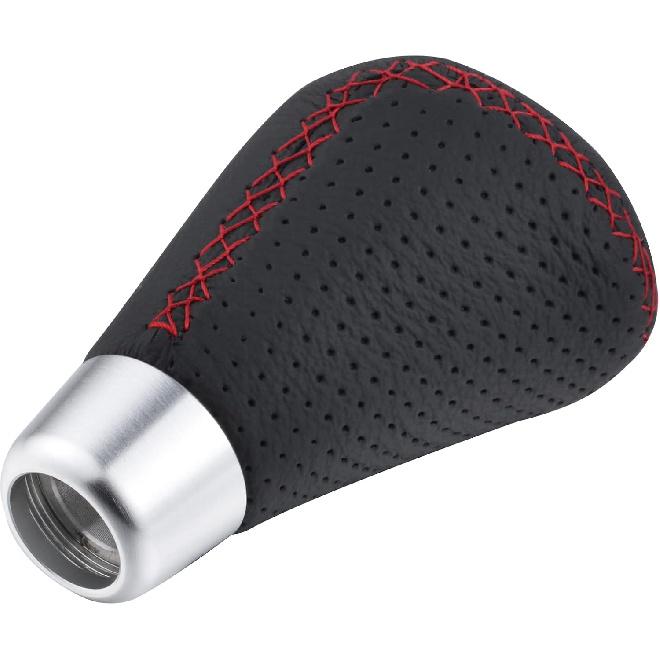 Arenbel Shifter Knobs 5 Speed Car Gear Stick Leather Shifter Lever Handle Fit Most Manual Vehicle, Black Leather