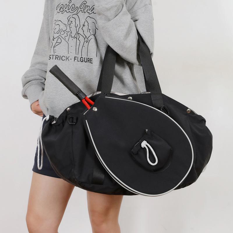 Trendy outdoor tennis bag, large capacity, detachable badminton sports bag, can be attached to a trolley, simple hand-held travel bag