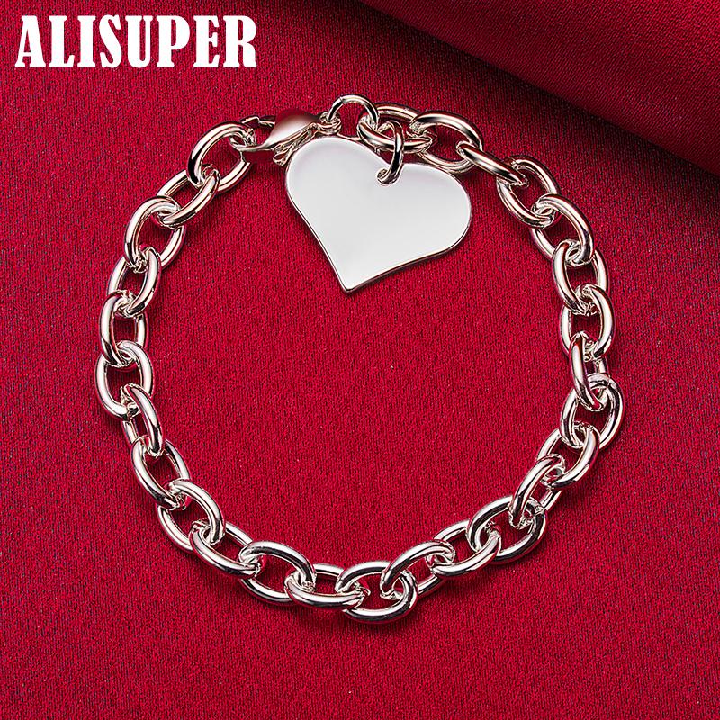 925 Sterling Silver Heart Love Wisiorek Bransoletka Biżuteria