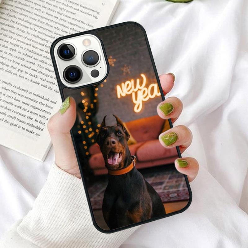 Cartoon Doberman Dog Phone Case Cover for iPhone 17 Air 16 16e 12 11 13 14 15 Pro Max for Apple Plus Coque