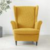 Polar Fleece Wing Chair Cover Stretch Spandex Wingback Armchair Covers Solid Color Relax Sofa Slipcovers With Seat Cushion Cover
