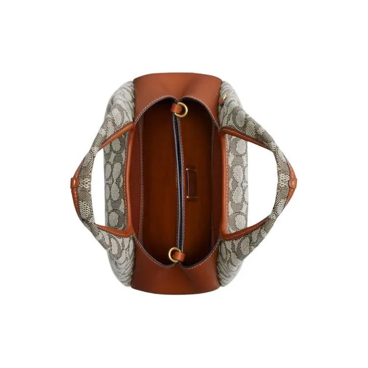 COACH Lana Jacquard Leather Handbag Medium Women's Umber (Unisex) Handbags CM550 B4TA7