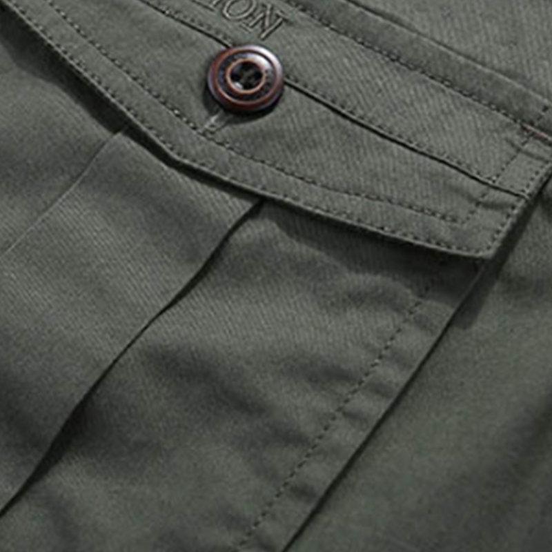 Cooljacket Beautyer Ανδρικά καλοκαιρινά κοντομάνικα βαμβακερά πουκάμισα μονόχρωμα στρατιωτικά πουκάμισα μεγάλου μεγέθους