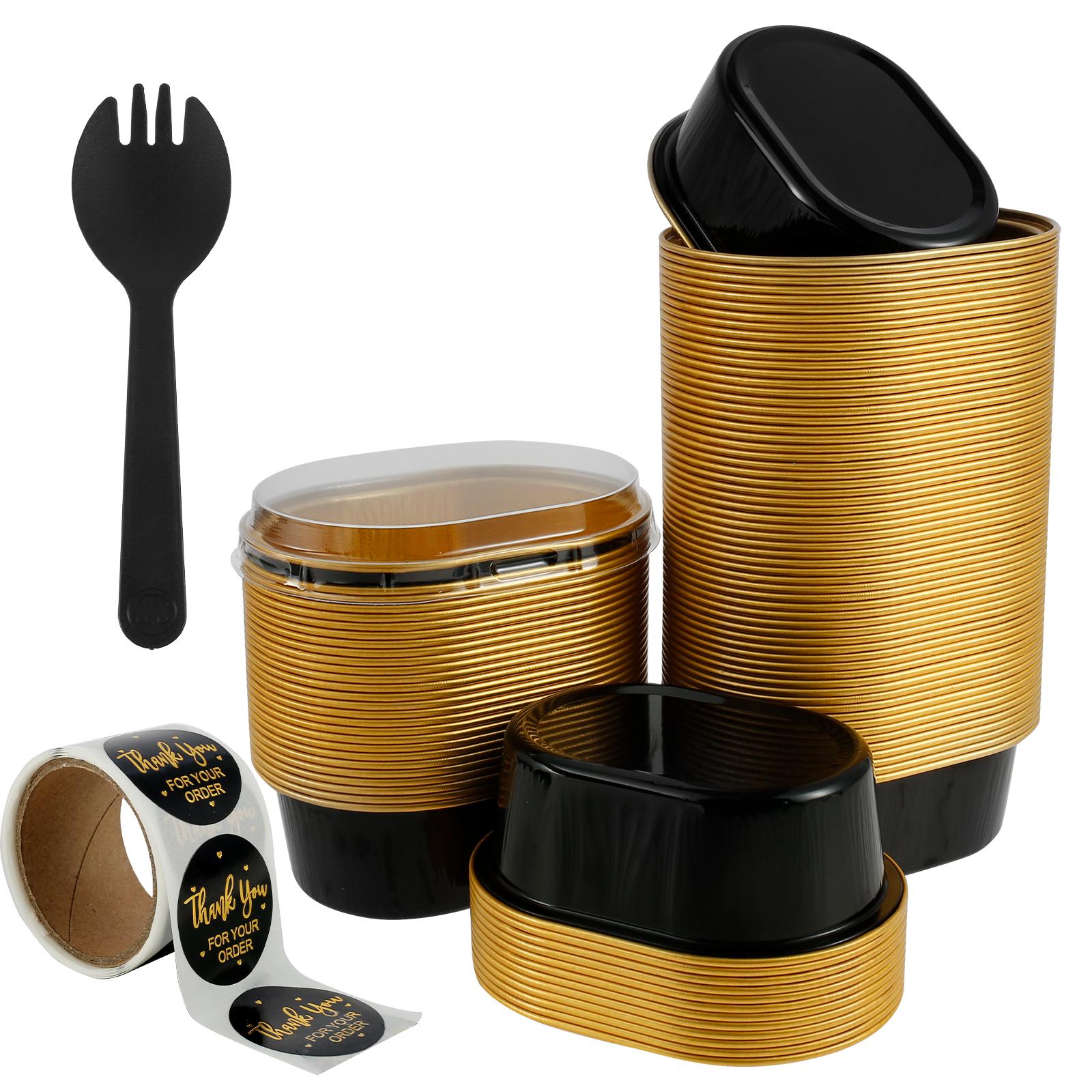 

100/60Pc Cake Cup Foil Cheese Cup Oval Cake Bake Box Muffin Pan Dessert Container for Wedding Birthday Ramadan Party Pastry Box