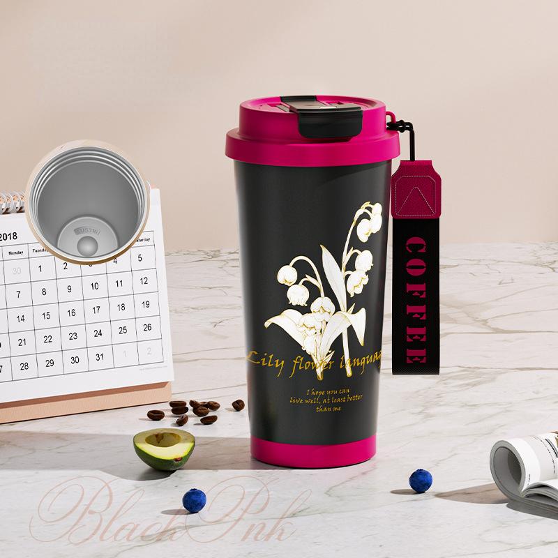 

Изолированная кофейная кружка из нержавеющей стали, кружка для питьевой воды с двойными стенками, модная кружка с соломинкой, изолированная кружка, подарочная рекламная кружка 501-600ml чёрный