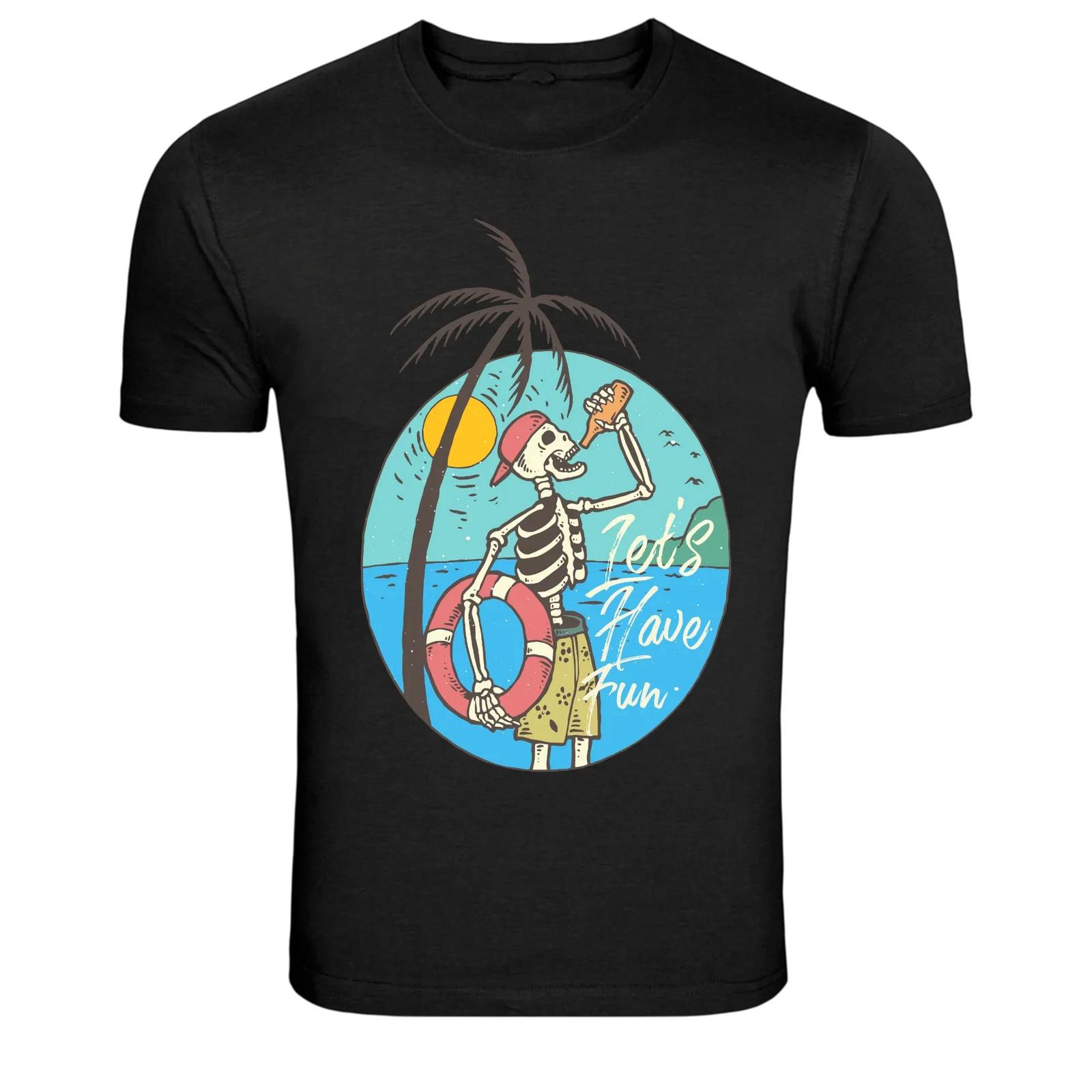 Skeleton Beach Vacation Let s Have Fun Graphic T-Shirt XS