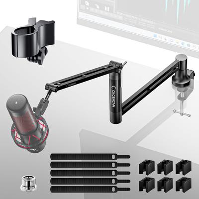 CACENCAN M05 Microphone Microphone Boom Mounts Under Includes Mic Clip Adjustable for Condenser and Dynamic Ideal for Voice Video YouTube Live and