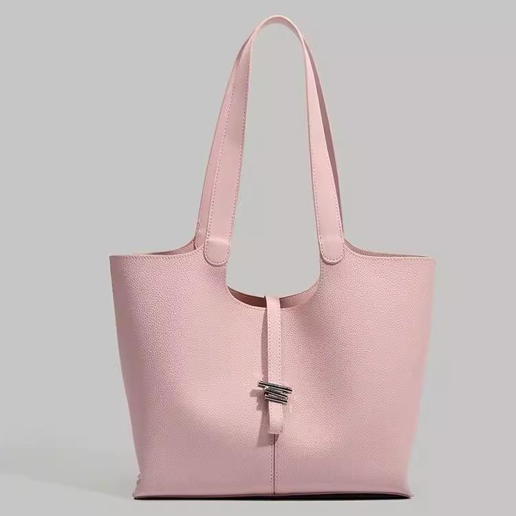 

Textured Tote Bag 2025 New Wind Chime Bag Fashionable Single Shoulder Commuter Versatile Large Capacity Pink Stylish Underarm Bag розовый