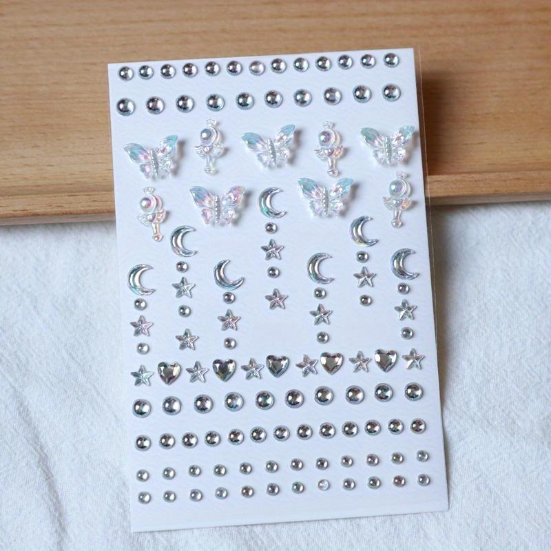 

3D Наклейки из синтетических драгоценных камней цвета Авроры - Сверкающие стразы для DIY макияжа лица, глаз, чехла для телефона и поделок - Звезда, Луна, Бабочка