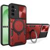 Coque Pour Samsung Galaxy S26 FE, Avec Anneau Et Protection Objectif Coulissante - Rouge