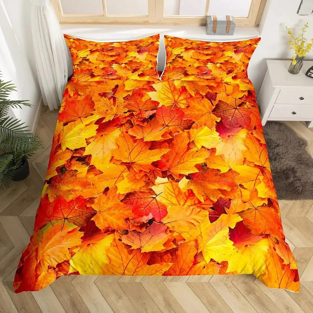 Tree of Life Duvet Cover Set, Maple Tree Bedding Sets,Gothic Nature Branch Comforter Cover Red Tree Quilt Cover King Size