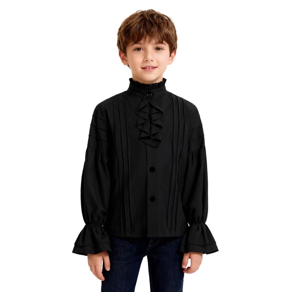 Dětský renesanční kostým Středověký viktoriánský vintage retro design Pirátská košile Volán Dlouhý rukáv Volánková košile