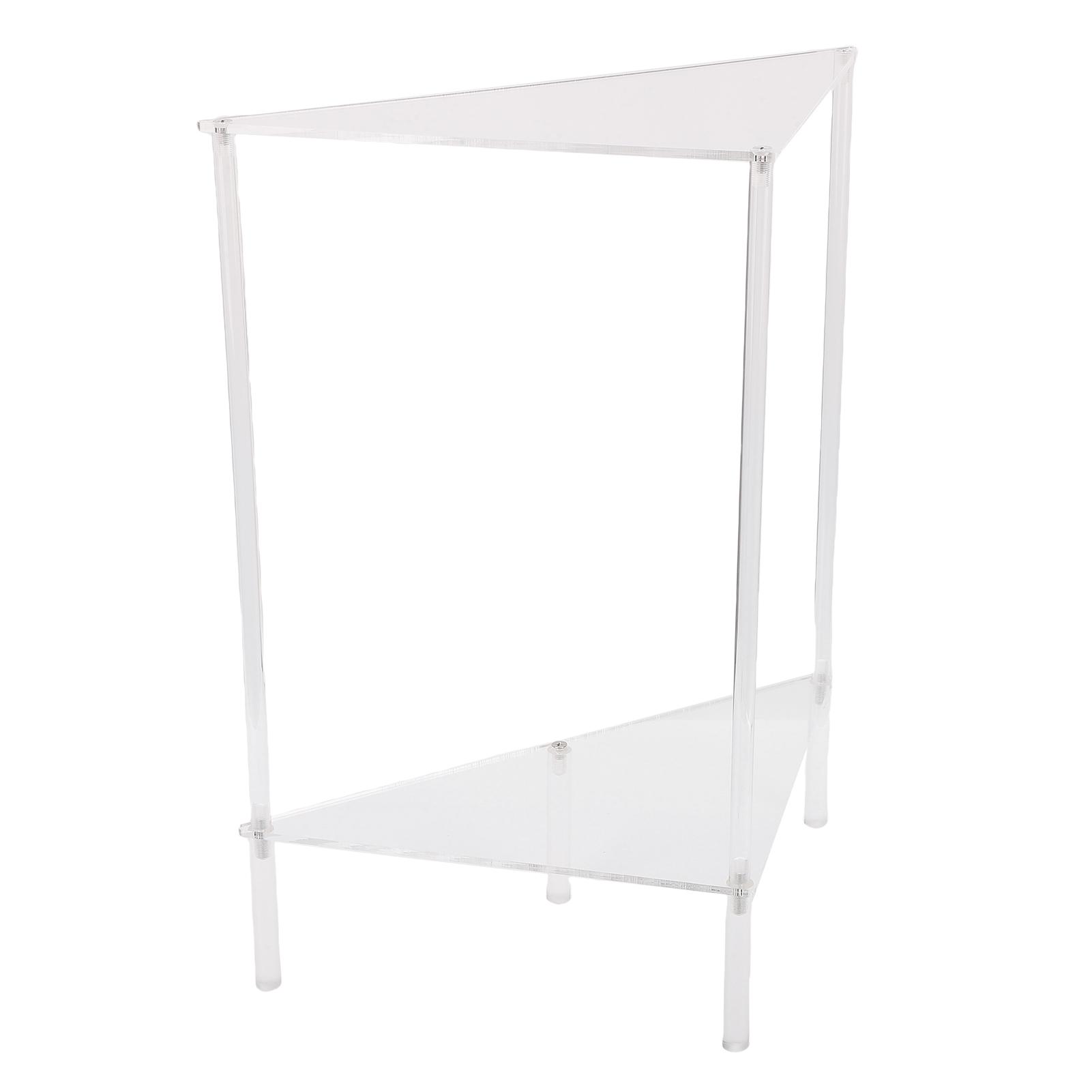 Clear Corner Side Table Acrylic 2 Tier Triangular Small Corner Shelf Stand End Table Display Rack for Living Room